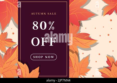 gradient autumn sale banner with autumn leaves Stock Vector