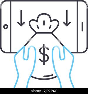 cyber robbery line icon, outline symbol, vector illustration, concept sign Stock Vector