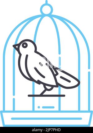 bird cage line icon, outline symbol, vector illustration, concept sign Stock Vector