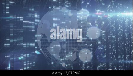 Image of globe over spots and light spots Stock Photo