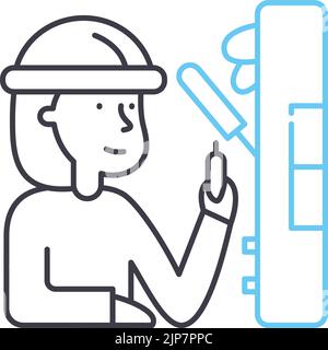 electrician line icon, outline symbol, vector illustration, concept sign Stock Vector