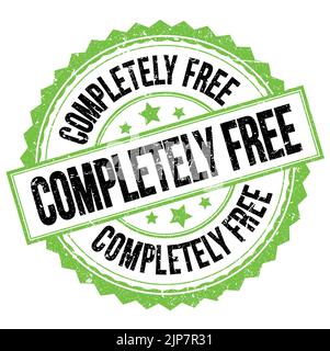 COMPLETELY FREE text written on green grungy zig zag borders round