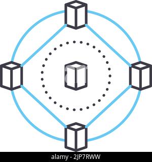 blockchain symbol line icon, outline symbol, vector illustration, concept sign Stock Vector