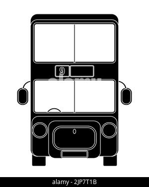 A big double decker cartoon style London Bus on a white background Stock Photo