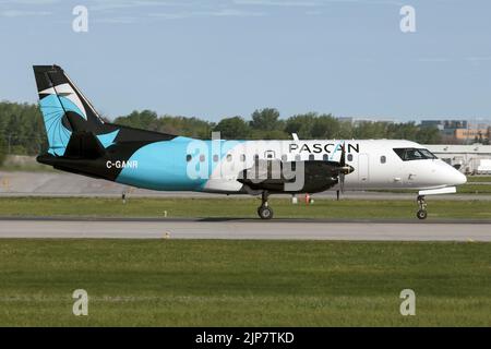 Montreal, Canada. 23rd May, 2022. A Pascan Aviation Saab 340B on the runway of Montreal Pierre Elliott Trudeau International Airport. Pascan operates scheduled flights within Quebec and Labrador as well as charter services. (Photo by Fabrizio Gandolfo/SOPA Images/Sipa USA) Credit: Sipa USA/Alamy Live News Stock Photo