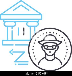 bank fraud line icon, outline symbol, vector illustration, concept sign Stock Vector