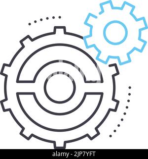 cog line icon, outline symbol, vector illustration, concept sign Stock Vector