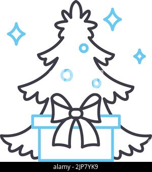 christmas tree line icon, outline symbol, vector illustration, concept sign Stock Vector