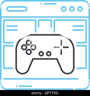 browser games line icon, outline symbol, vector illustration, concept sign Stock Vector