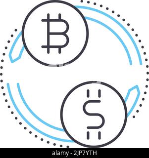 cryptocurrency exchange line icon, outline symbol, vector illustration, concept sign Stock Vector