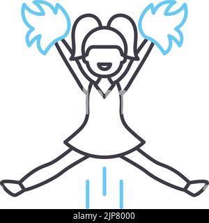 cheerleader support line icon, outline symbol, vector illustration, concept sign Stock Vector