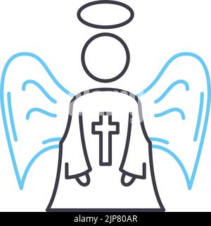 angel wing line icon, outline symbol, vector illustration, concept sign Stock Vector
