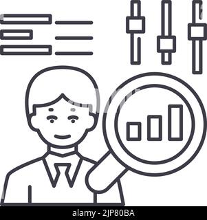 equity research line icon, outline symbol, vector illustration, concept sign Stock Vector