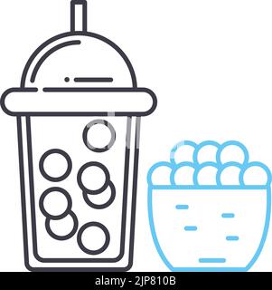 boba line icon, outline symbol, vector illustration, concept sign Stock Vector