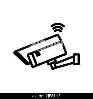 CCTV icon with signal. icon related to technology. smart device. line icon style. Simple design editable Stock Vector