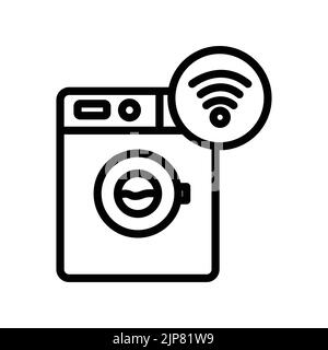 washing machine icon with signal. icon related to technology. smart device. line icon style. Simple design editable Stock Vector