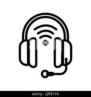 Headphone icon with signal. icon related to electronic, technology, smart device, line icon style. Simple design editable Stock Vector