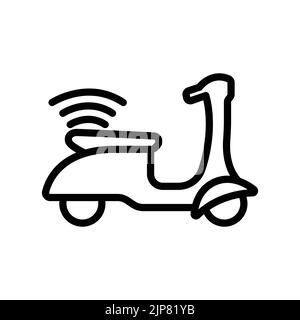 Scooter icon with signal. icon related to technology. smart device. transport device. line icon style. Simple design editable Stock Vector