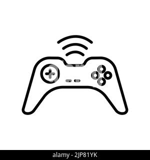 Joystick icon with signal. icon related to technology. smart device. line icon style. Simple design editable Stock Vector