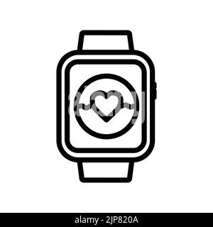 Smart watch icon with heart. icon related to technology, smart device. line icon style. Simple design editable Stock Vector