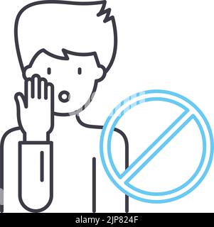 avoid touching face line icon, outline symbol, vector illustration, concept sign Stock Vector