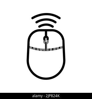 Computer mouse icon with signal. icon related to technology. smart device. line icon style. Simple design editable Stock Vector