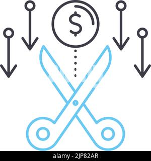 cost reduction line icon, outline symbol, vector illustration, concept sign Stock Vector