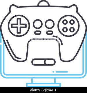 browser games line icon, outline symbol, vector illustration, concept sign Stock Vector