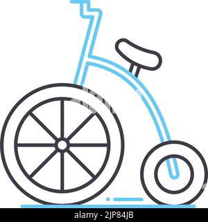 acrobatic bike line icon, outline symbol, vector illustration, concept sign Stock Vector