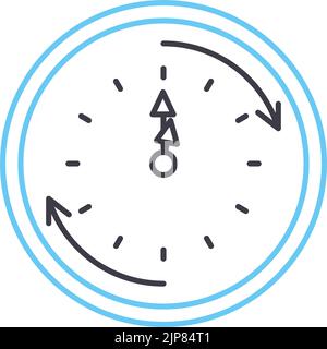 24 hours clock line icon, outline symbol, vector illustration, concept sign Stock Vector