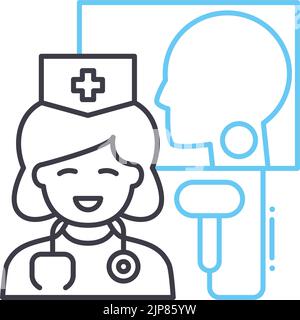 endocrinilogist line icon, outline symbol, vector illustration, concept sign Stock Vector