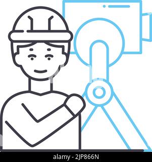 engineer line icon, outline symbol, vector illustration, concept sign Stock Vector