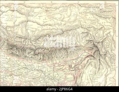 The special position of the Punjab and the Indus from ''Companion Atlas to the Gazeteer of The World'' by G. H. Swanston (A. Fullarton, Edinburgh, 1859) north east Stock Photo