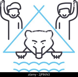 camping in wilderness line icon, outline symbol, vector illustration, concept sign Stock Vector