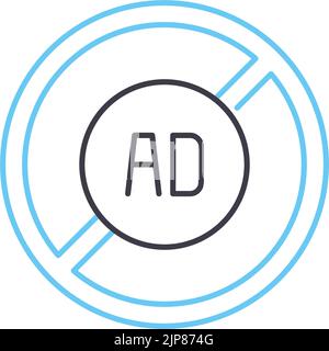 ad block protection line icon, outline symbol, vector illustration, concept sign Stock Vector