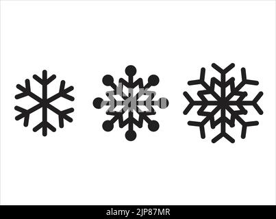 Snowflake icon. The winter set. Black isolated silhouette. Christmas and Winter theme. Vector illustration. Stock Vector