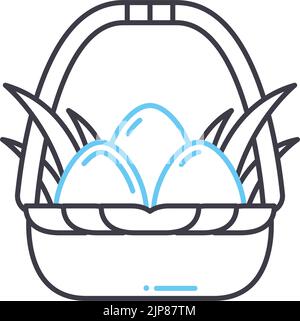 eggs in basket line icon, outline symbol, vector illustration, concept sign Stock Vector