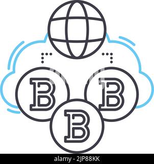 Cloud icon computing line thin technology. Data vector set. Computer ...