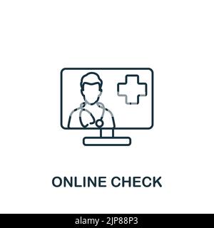 Online Check icon. Line simple Health Check icon for templates, web design and infographics Stock Vector