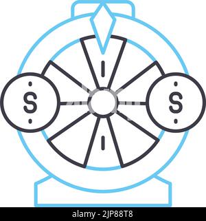 big six wheel line icon, outline symbol, vector illustration, concept sign Stock Vector