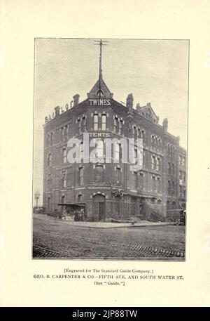 Geo. B. Carpenter, & Co., Building. Fifth Ave and South Water St from the book Chicago, the marvelous city of the West : a history, an encyclopedia and a guide : 1893 : illustrated by John Joseph Flinn, Publisher Chicago : Flinn & Sheppard Stock Photo