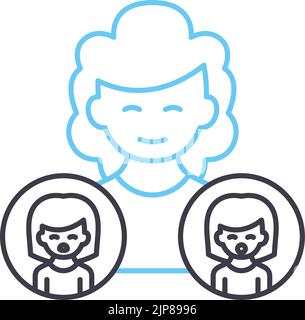 dissociative identity disorder line icon, outline symbol, vector illustration, concept sign Stock Vector