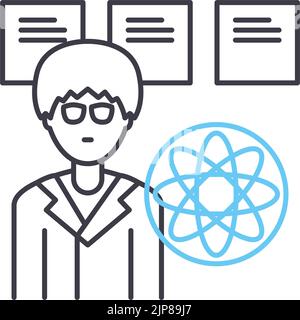 data scientist line icon, outline symbol, vector illustration, concept sign Stock Vector