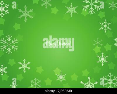 Green holiday background with stars and snowflakes Vector Stock Vector ...