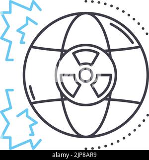 destroy world line icon, outline symbol, vector illustration, concept sign Stock Vector
