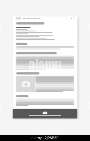 Wiki site Wireframe, Webpage prototype Vector Illustration. Stock Vector