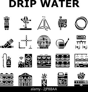 water system irrigation sprinker icons set vector Stock Vector Image ...
