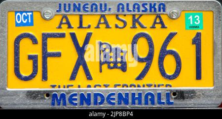 License plate, Alaska USA Stock Photo