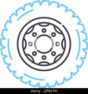 alignment wheel line icon, outline symbol, vector illustration, concept sign Stock Vector
