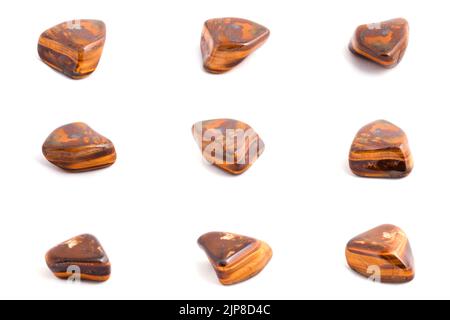 Macro stone collection of stone mineral Tiger's eye close up Stock Photo
